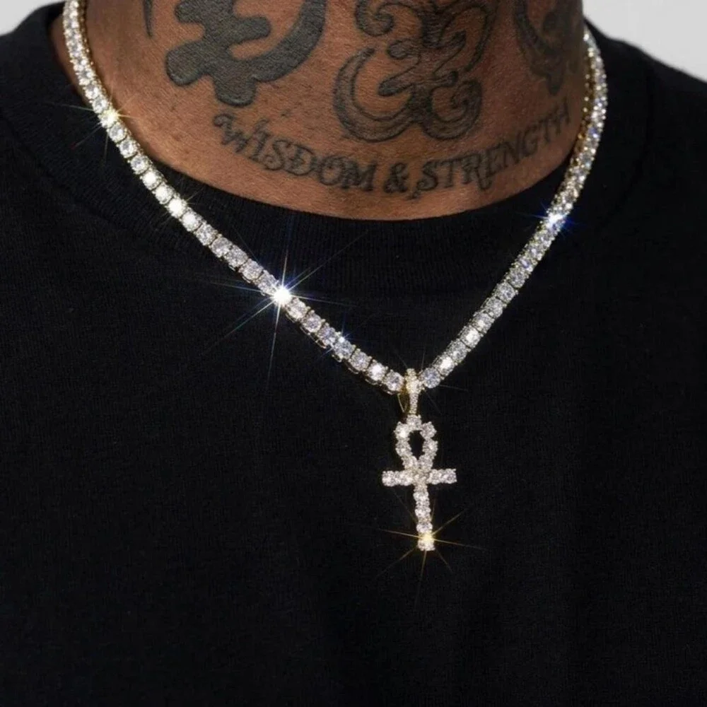 Gold Ankh Tennis Chain 18 Inch tennis chain